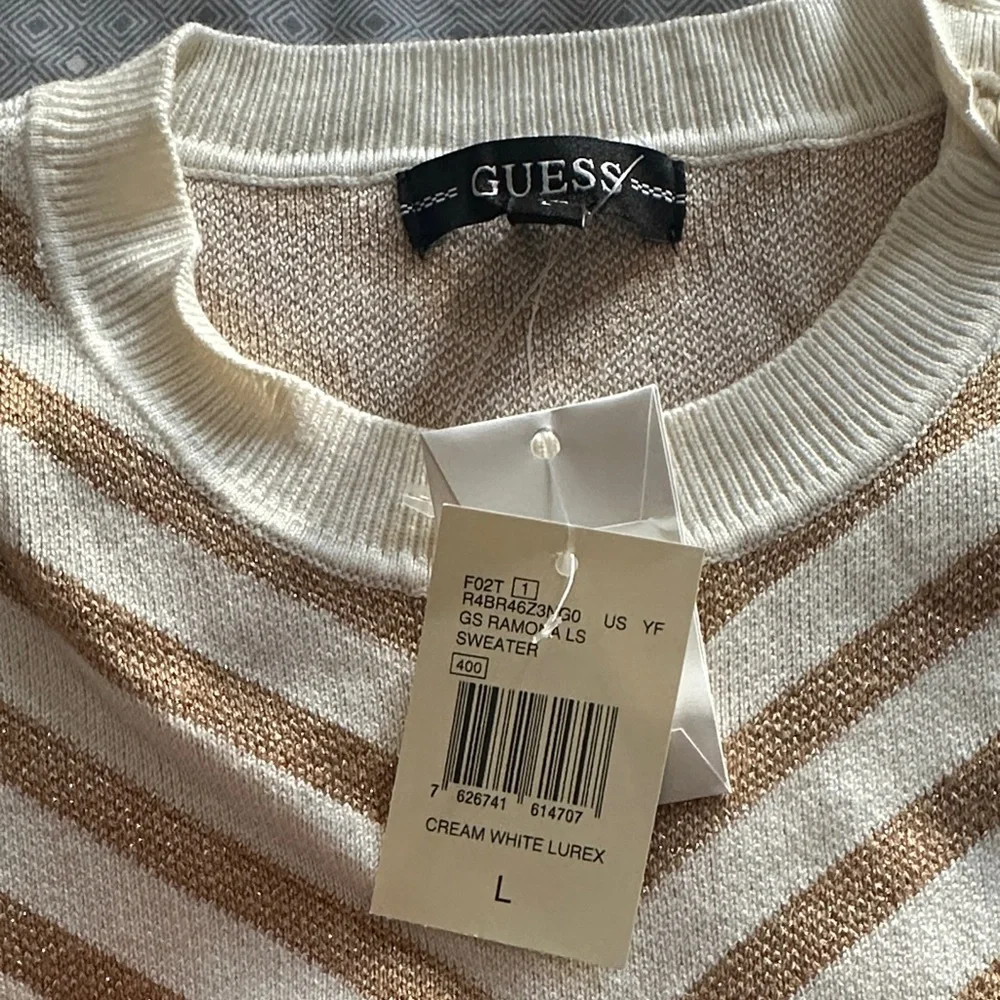 Guess Cream and Gold Patterned Sweater - Picture 2 of 5